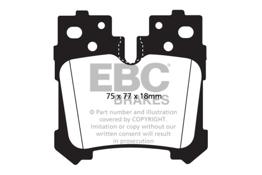 EBC Redstuff rear brake pads for Lexus LS460 4.6, high-performance brake pads for reliable stopping power.