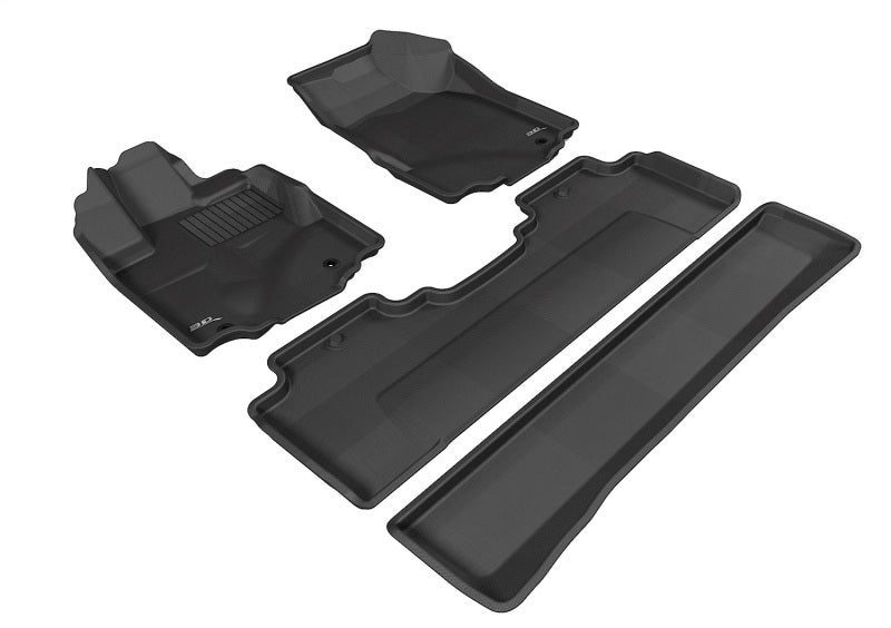 3D MAXpider Kagu black rubber floor mats for 2006-2014 Honda Ridgeline, full set showing textured surface and custom fit