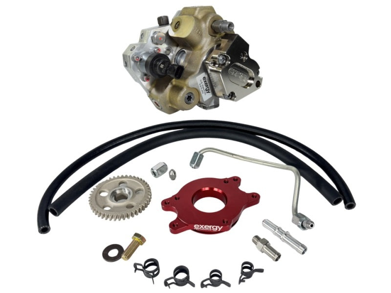 Exergy 2017+ Duramax L5P 14mm Stroker CP3 injection pump conversion kit installed on diesel engine.