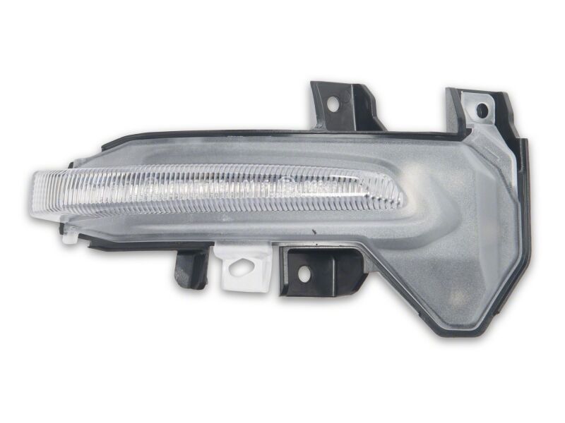 Raxiom Toyota Tundra side mirror with clear sequential LED mirror lights, showcasing the LED strip on the mirror surface.
