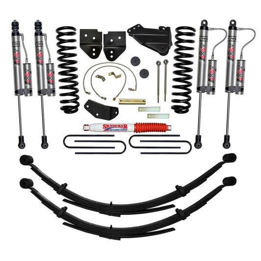 Skyjacker 6-inch lift kit for 2005-2007 Ford F-350 4WD gas trucks, showing lifted suspension components and installation parts.