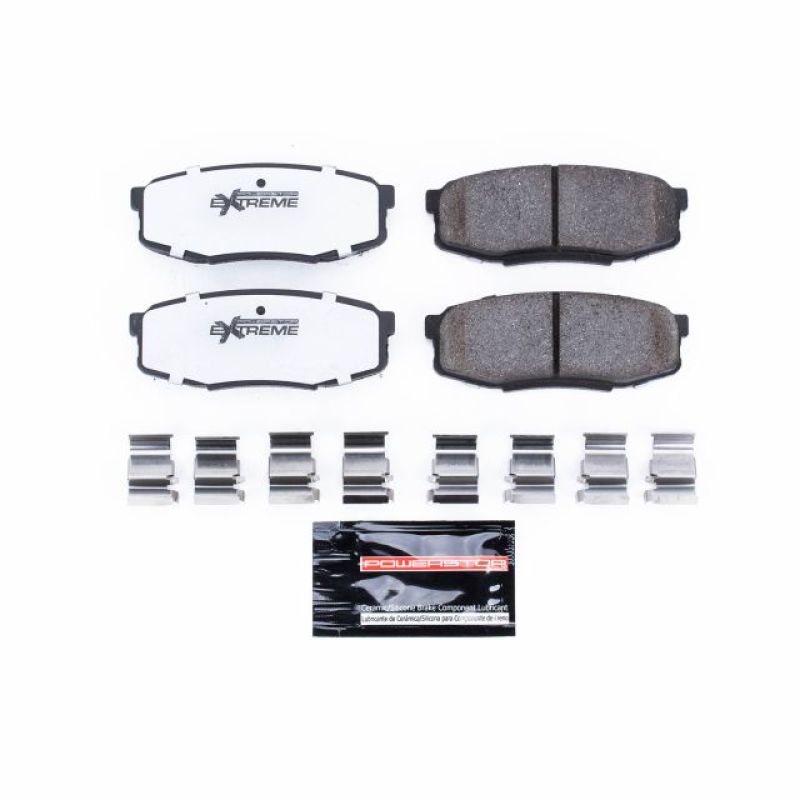 PowerStop rear Z36 truck and tow brake pads for Toyota Land Cruiser 2013-2021 with hardware, performance brake components.