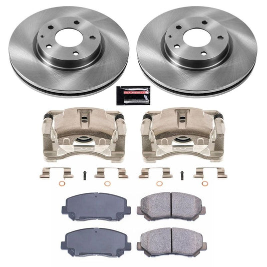 PowerStop OE front brake kit with calipers for Mazda CX-5 (2013-2015), including brake rotors and calipers for enhanced stopping power.