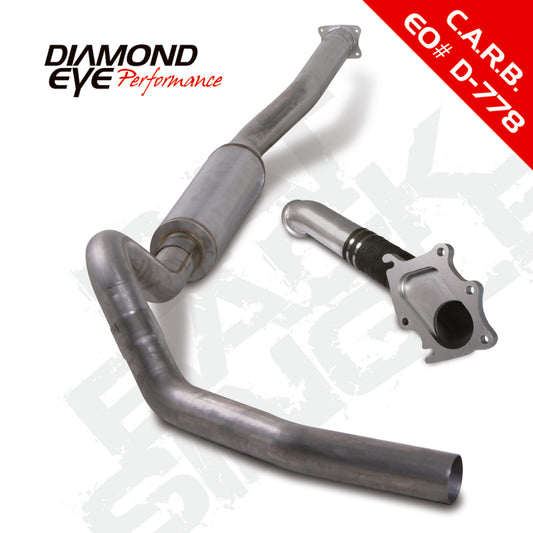 Diamond Eye Performance catback exhaust for Chevy/GMC 6.6L 2500/3500, single SS pipe, fits 2001-2005 models.