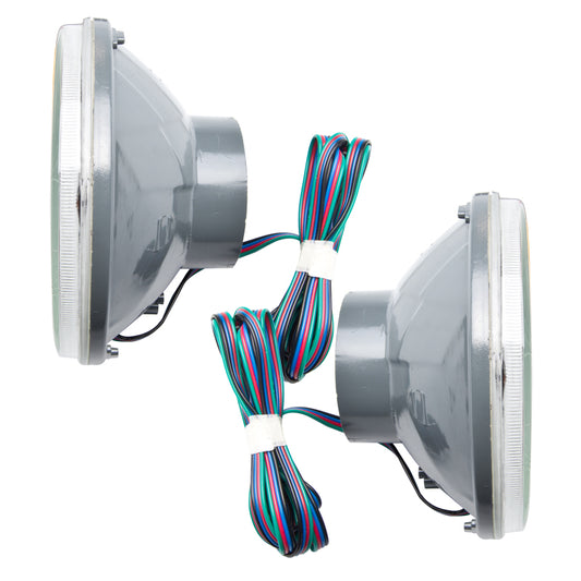 Oracle Lighting Jeep Wrangler TJ 97-06 SMD ColorSHIFT headlights without controller, showing sleek headlight assembly with colorful LED accents