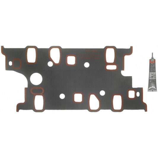 Fel-Pro Ford Mustang II engine intake manifold gasket set, showing multiple gaskets for engine sealing and installation.