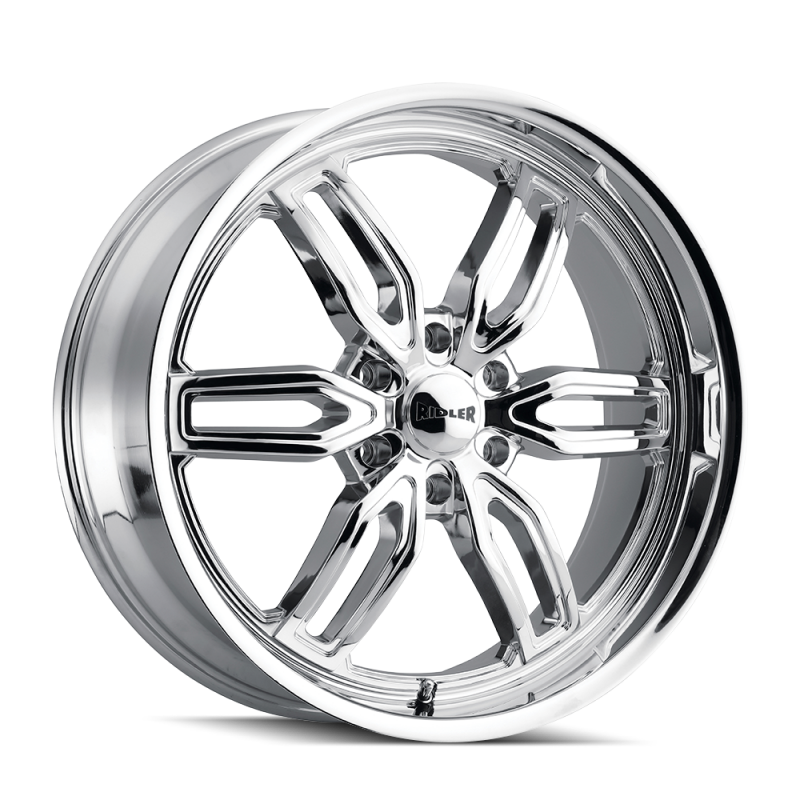 Chrome Ridler 609 cast wheel, 20x9 inches, 6x139.7 bolt pattern, 30mm offset, 106.1mm hub, automotive wheel
