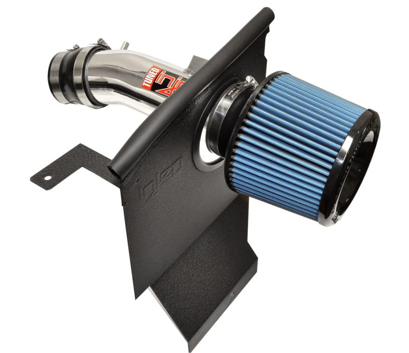Injen polished cold air intake for 2017-2018 Toyota iA 1.5L engine, showing the sleek, polished metal tubing and air filter.