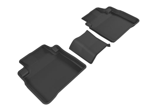 Black 3D MAXpider rubber floor mats for the 2016-2019 Nissan Maxima Kagu second row, custom fit with textured surface.