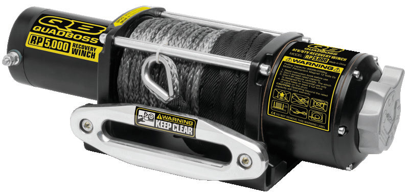 QuadBoss Winch Kit - 50ft Synthetic Rope - 3.8hp - Hawse Fairlead - Wireless Remote - 5000lb