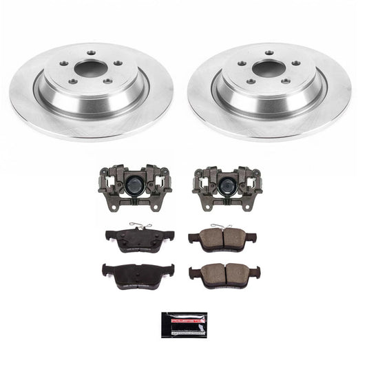 PowerStop OE rear brake kit with calipers for Ford Edge 2015-2022, featuring durable brake components and hardware.