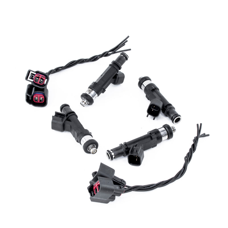 DeatschWerks 05+ Elise and Toyota 4-cylinder fuel injector set, 800cc injectors for Celica, MR2, tC, xA/xB models, close-up of injectors