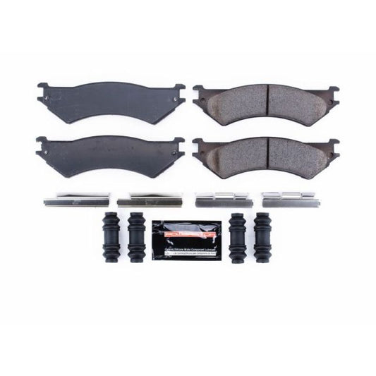 PowerStop Z23 Evolution Sport brake pads for Ford E-250 rear, with hardware, high-performance brake components.