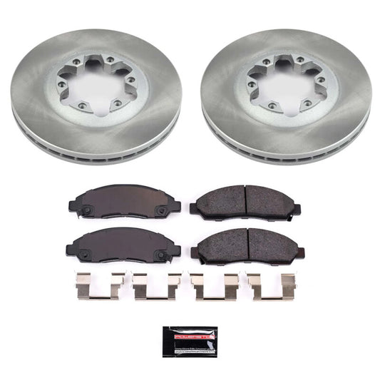 PowerStop front semi-coated rotor kit for 2007-2008 Isuzu i-370, performance brake kit with blank rotors and hardware.