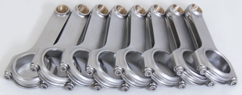 Eagle Chevrolet big block H-beam connecting rods with ARP L19 bolts for 8-cylinder engines, shown in set of 8.
