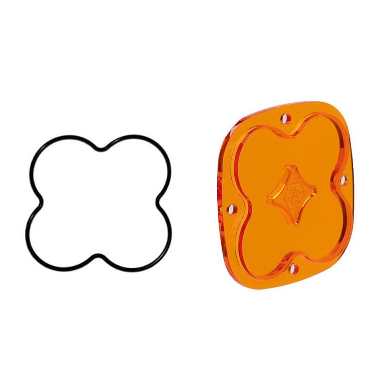 Baja Designs Squadron Spot Factory amber lens replacement kit for light bars and cubes, showing amber lenses and mounting hardware.