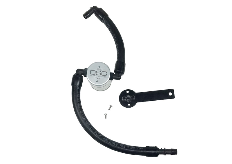 J&L 2019-2024 Dodge Ram 1500 5.7L oil separator, passenger side, clear anodized finish, automotive engine part.