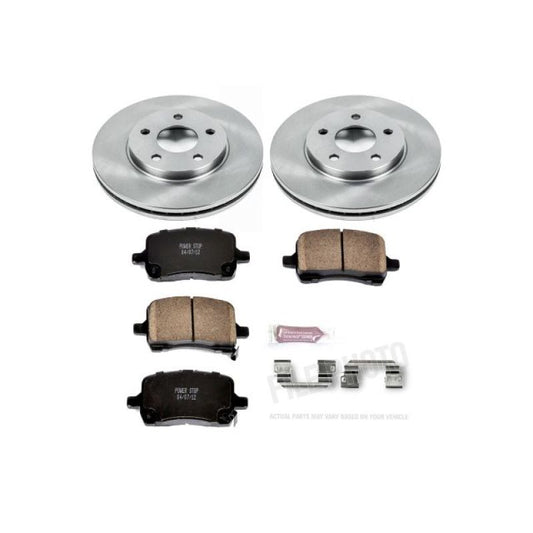 PowerStop OE front brake kit for Chevrolet Malibu 2004-2008, includes brake rotors and pads for reliable stopping power.