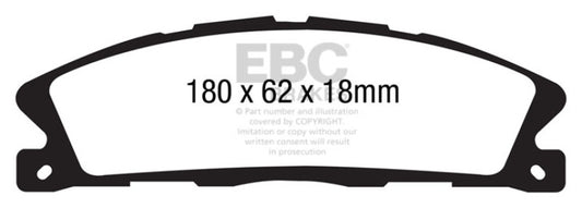 EBC 13+ Ford Explorer 3.5 Twin Turbo 4WD Ultimax2 front brake pads, OE quality, with visible brake pad components.