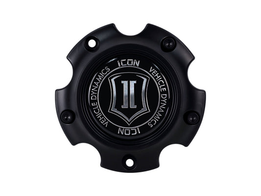 ICON Alpha compression rebound low pro center cap for 5x5.5 wheel, showcasing the sleek black wheel center cap design.