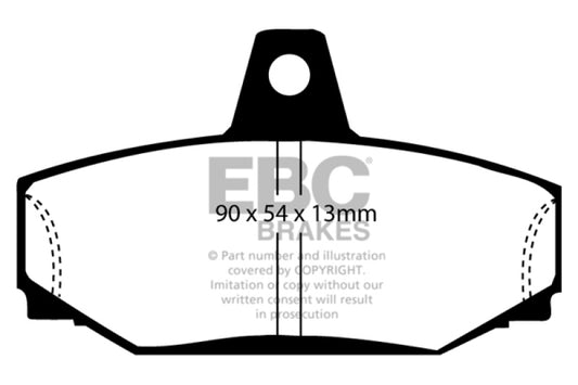 EBC Redstuff rear brake pads for Volvo 760 2.3 Turbo (ABS), performance brake pads with Girling design, shown in image.
