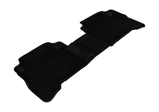 Black 3D MAXpider rubber floor mats for 2011-2013 Kia Sorento 7-seats, second-row interior protection.