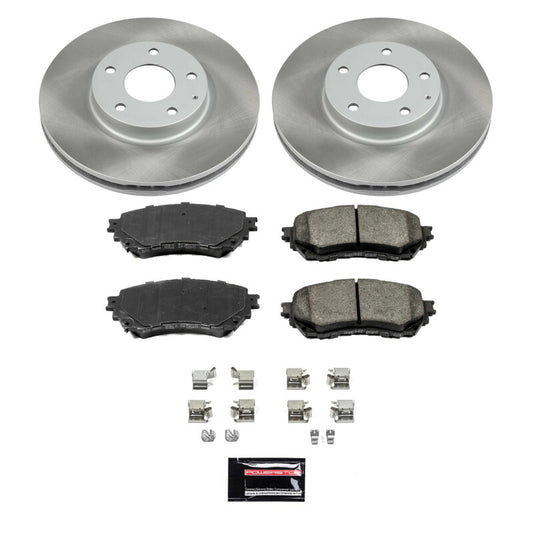 PowerStop semi-coated front brake rotor kit for Mazda 6 (2014-2018) with performance blank rotors, automotive brake components.