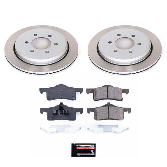 PowerStop rear semi-coated brake rotor kit for 2003-2006 Lincoln Navigator, showing the performance brake rotors with vented design.