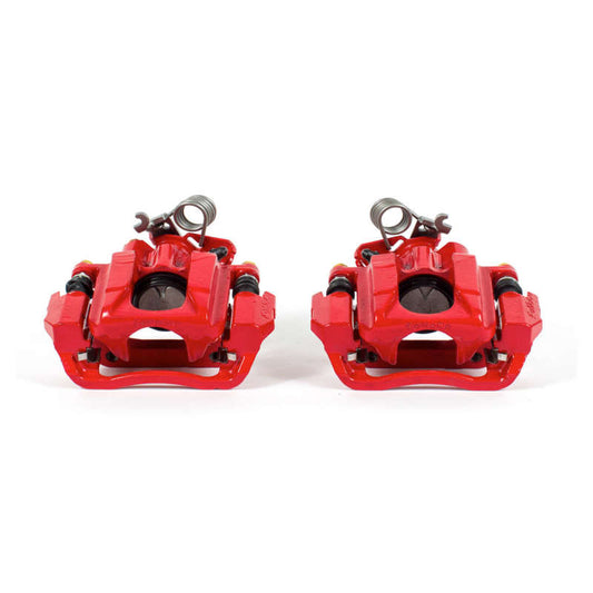 PowerStop rear red brake calipers with brackets for Ford Explorer 2011-2016, performance replacement brake calipers pair.