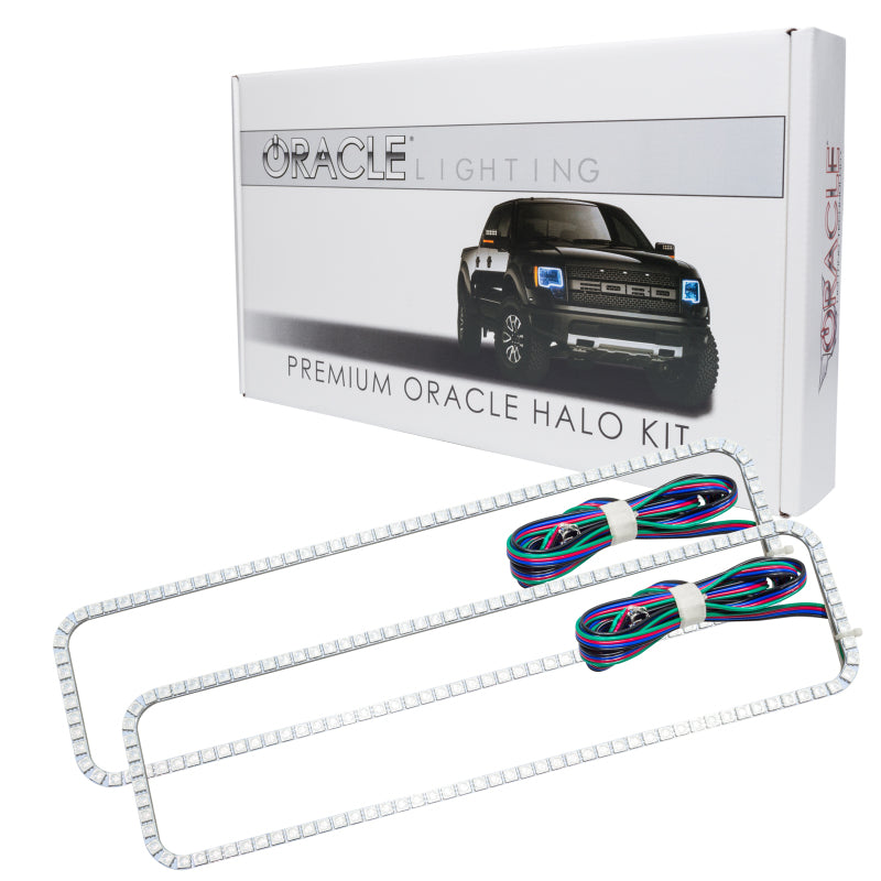 Oracle Chevrolet Blazer 92-94 Halo Kit headlights with ColorSHIFT lighting, showing the illuminated halo rings and headlamp details.