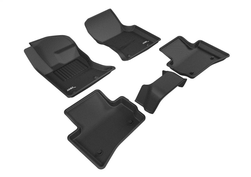 3D MAXpider Kagu black rubber floor mats for Jaguar F-Pace, full set with textured surface and custom fit for vehicle interior.