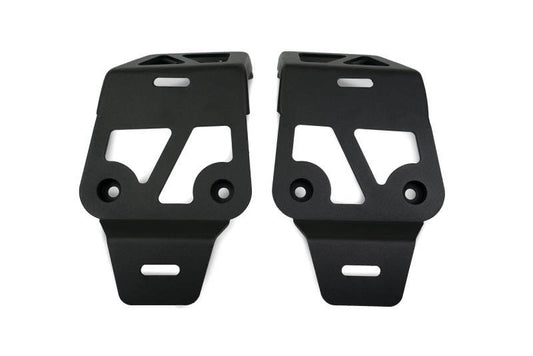 DV8 Offroad Jeep JL 392 and JT Mojave Edition dual pod light mounts installed on the vehicle's front for off-road lighting.