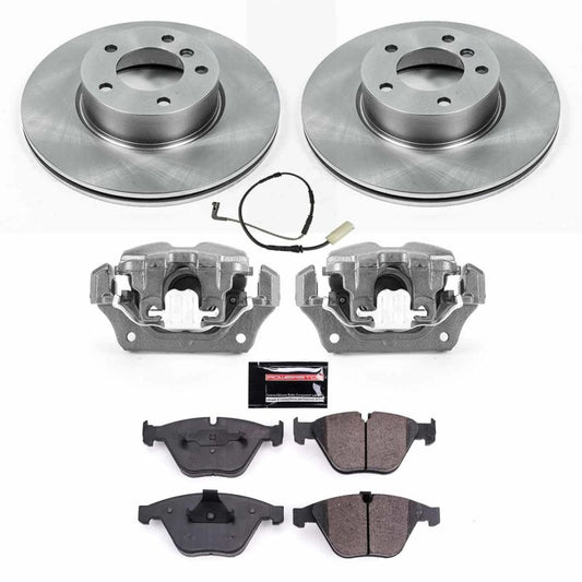 PowerStop front brake kit with calipers for BMW 328i (2008-2010), OE-style brake assembly with disc rotors and calipers.