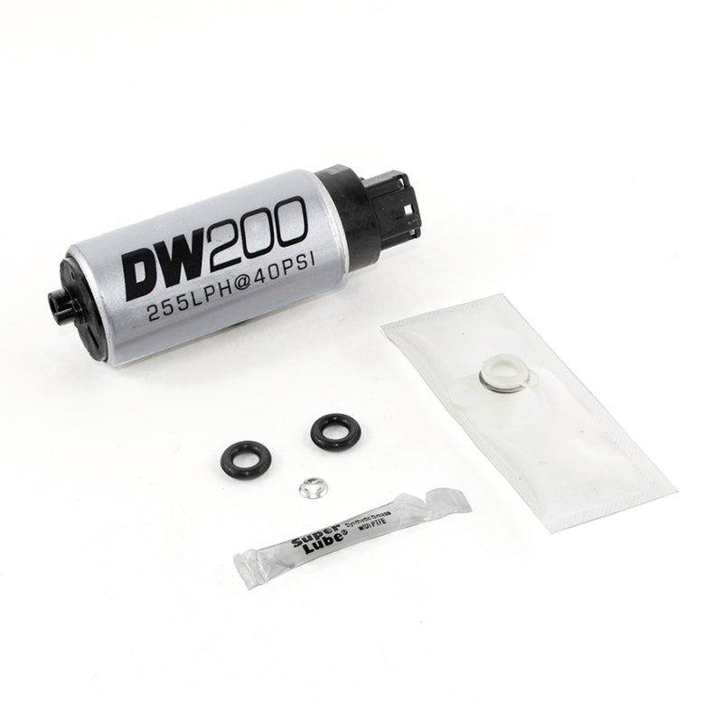 DeatschWerks 255 LPH in-tank fuel pump kit for 2006-2011 Honda Civic, showing the pump and installation components.