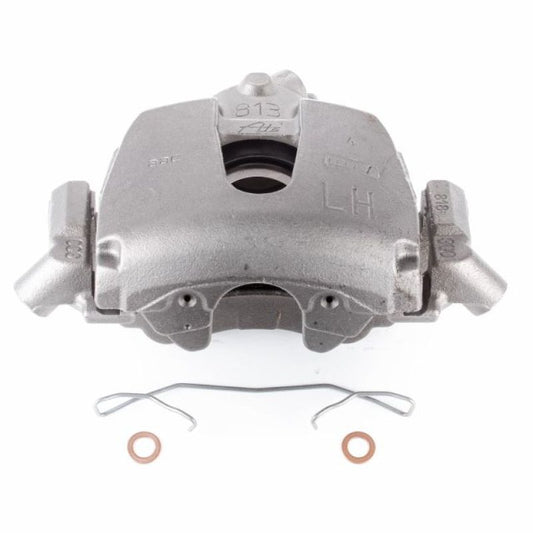 PowerStop front left OE brake caliper with bracket for 2004 Mazda 3, showing the black metal caliper assembly and mounting bracket.