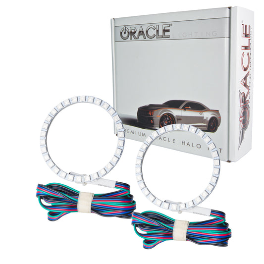 Oracle Lighting Nissan Frontier 01-04 LED Fog Halo Kit with ColorSHIFT, showcasing vibrant illuminated fog light halos on a vehicle.