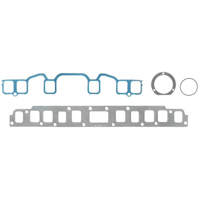 Fel-Pro Jeep Wrangler intake and exhaust manifolds gasket set showing close-up of gasket material and engine connection points.