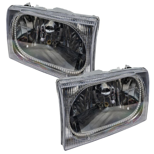 Oracle Lighting Ford F250 LED headlights with ColorSHIFT and BC1 controller, showcasing bright, customizable lighting on a pickup truck.