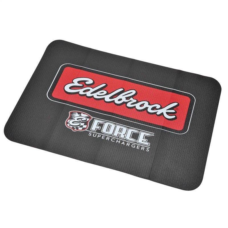 Edelbrock Racing Fender Cover made of PVC foam with printed Edelbrock Racing Logo in two colors for automotive protection.
