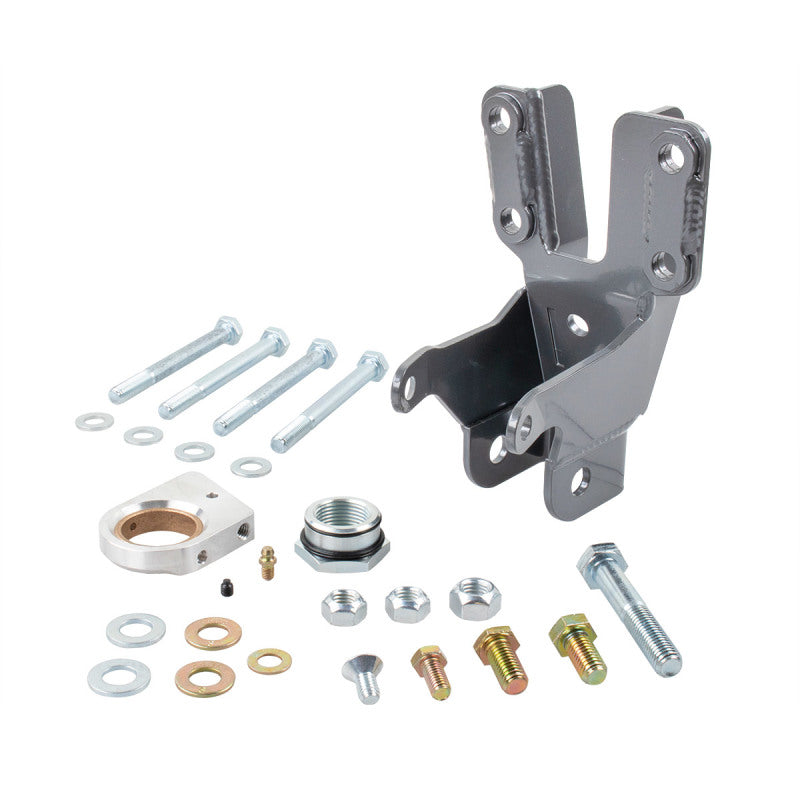 Synergy Mfg Jeep Wrangler/Gladiator front track bar and sector shaft brace for steering stabilization, shown on vehicle suspension.