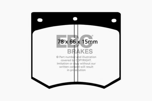 EBC Greenstuff front brake pads for performance braking, model 75-86 Ac 3000 3.0, shown in the image.