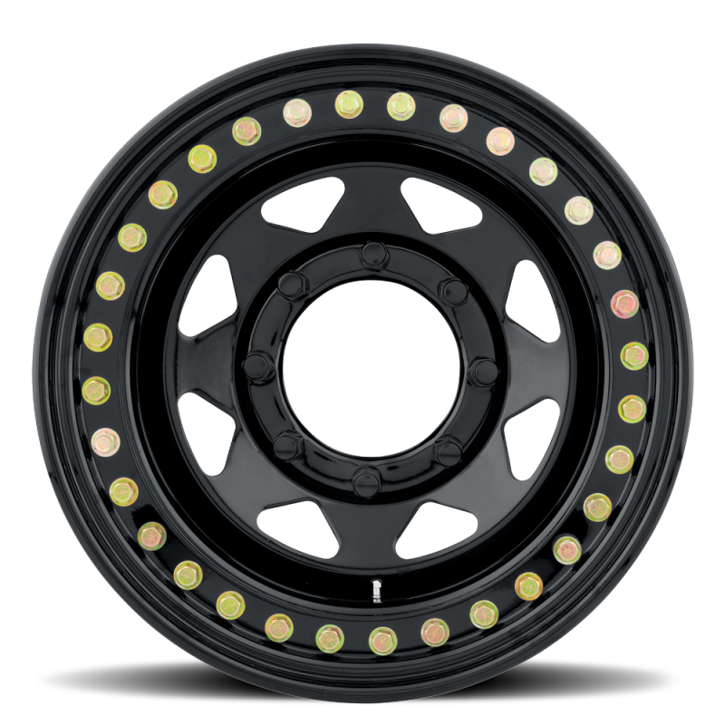 Raceline RT80 Rock 8-spoke forged wheel, 15x8 inches, gloss black finish, 8x165.1 bolt pattern, -19mm offset, 130.81mm bore