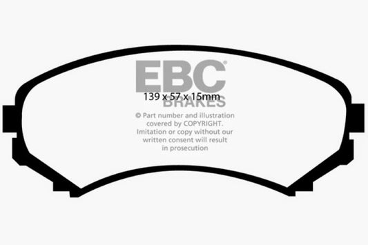EBC Ultimax2 front brake pads for Mazda MPV 92-93 2.6 2WD, OE quality, shown in a clear close-up image.