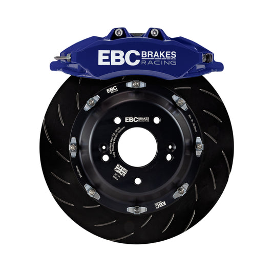 EBC Racing Blue Apollo-6 front brake calipers with 380mm rotors for Toyota GR Supra 2019+ big brake kit.