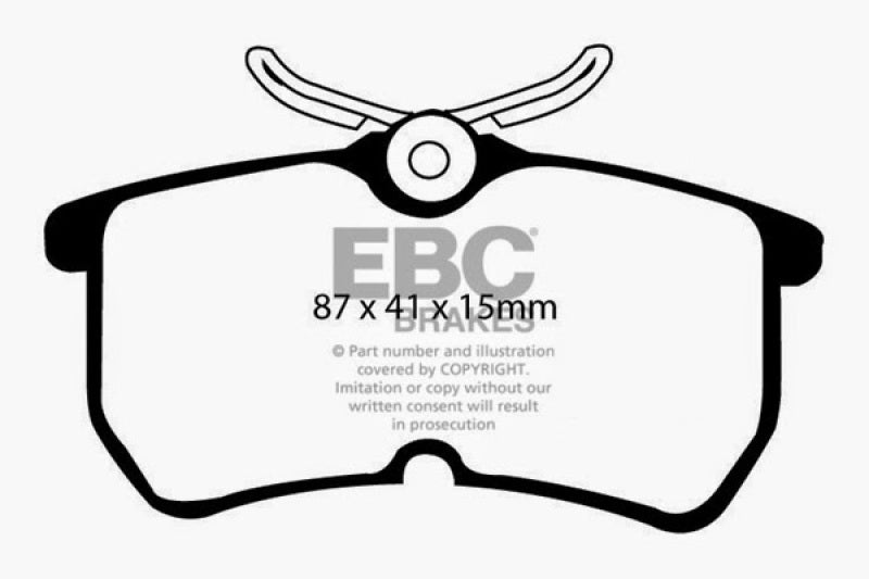 EBC Greenstuff rear brake pads for Ford Fiesta 1.6 Turbo ST, high-performance brake pads with green friction material.