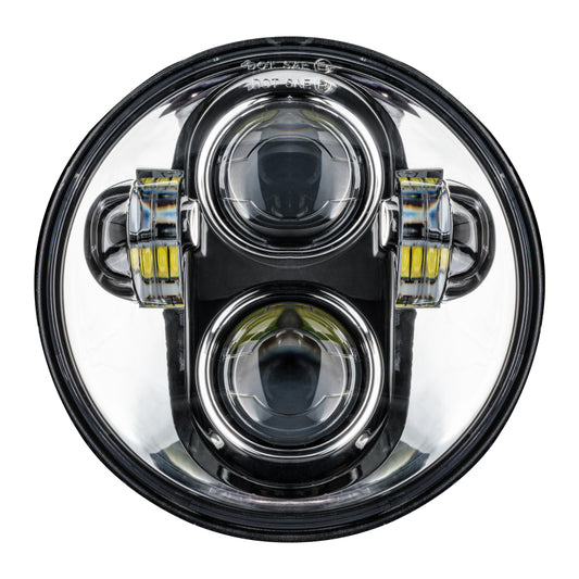 Oracle 5.75-inch 40W LED headlight in chrome finish, showcasing sleek headlight with bright LED bulb for vehicle lighting.