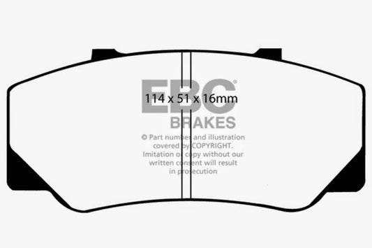 EBC Ultimax rear brake pads for Nissan Sentra SE-R 1991-1994, OE type, shown in the image with brake pad details.