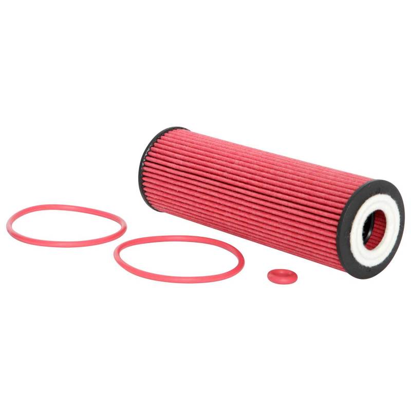 K&N Ford/Lincoln oil filter with 1.938-inch diameter and 5.5-inch height, featuring a metal canister and threaded center hole.