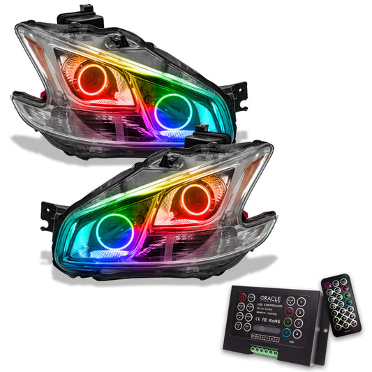 Oracle Nissan Maxima 2009-2013 SMD headlight with Chrome finish and ColorSHIFT 2.0 controller, showcasing LED headlight design