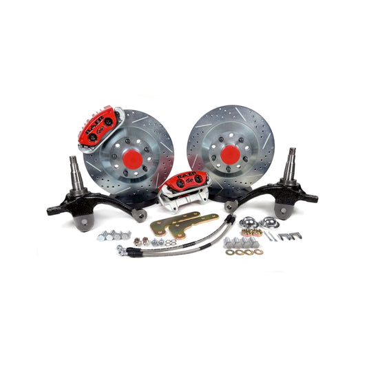 Baer Brakes Classic Series 13-inch front brake kit for GM A-Body and F-Body cars in red, featuring performance brake components.
